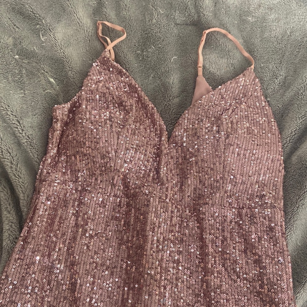 Champagne pink sparkly homecoming dress